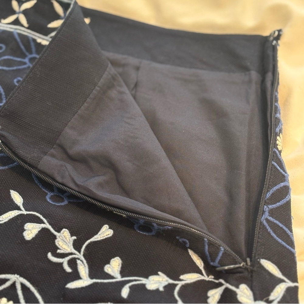 LOFT Navy and Black Embroidered Skirt - Picture 7 of 9